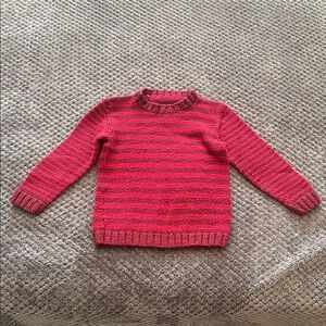 Hand Knotted Kids Striped Crewneck Sweater - Burgundy and Red